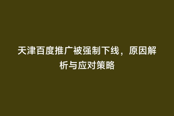 天津百度推广被强制下线，原因解析与应对策略