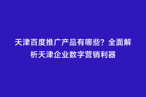 天津百度推广产品有哪些？全面解析天津企业数字营销利器