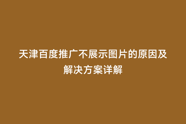 天津百度推广不展示图片的原因及解决方案详解