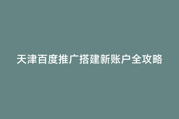 天津百度推广搭建新账户全攻略