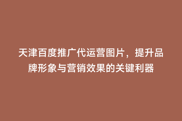 天津百度推广代运营图片，提升品牌形象与营销效果的关键利器