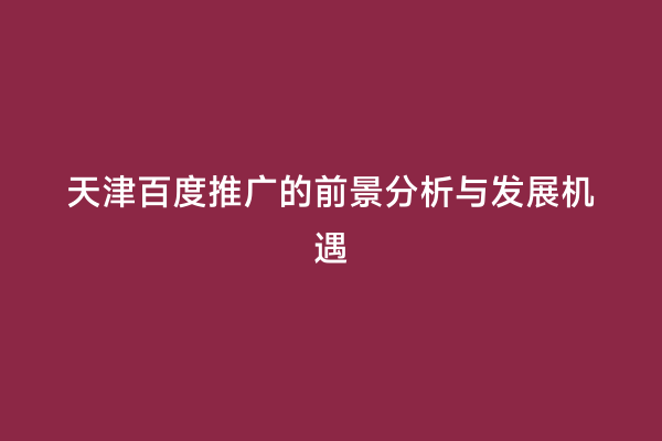 天津百度推广的前景分析与发展机遇
