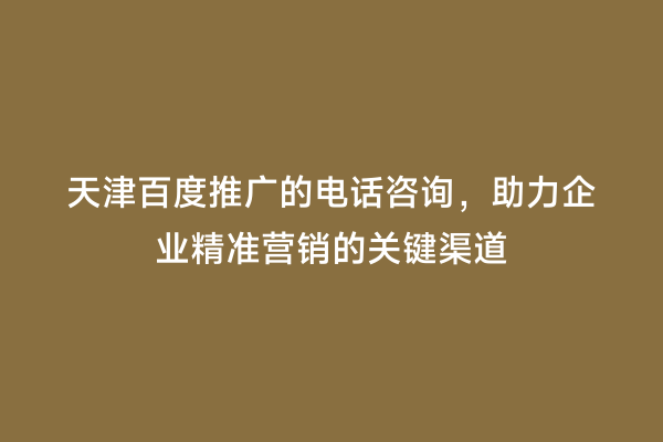 天津百度推广的电话咨询，助力企业精准营销的关键渠道