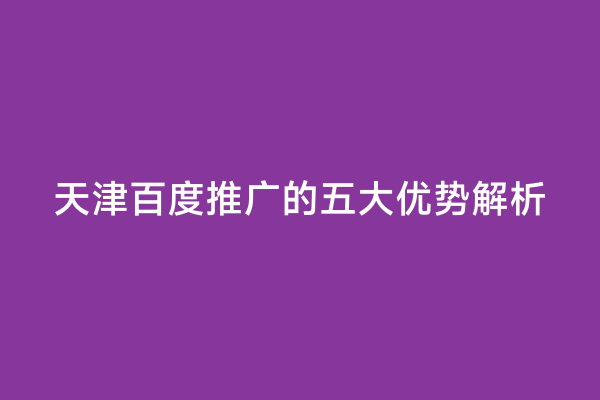 天津百度推广的五大优势解析