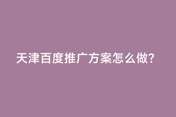 天津百度推广方案怎么做？