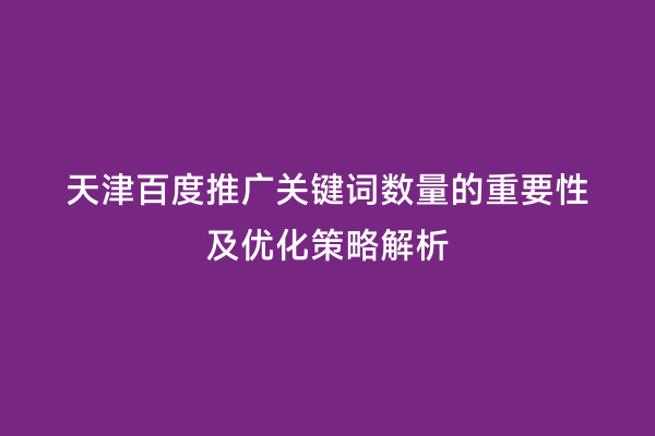 天津百度推广关键词数量的重要性及优化策略解析