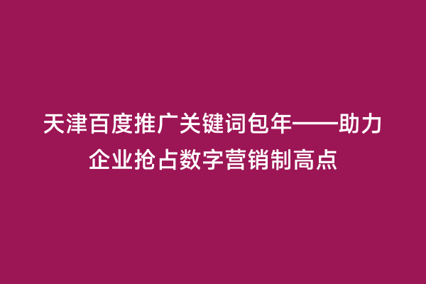 天津百度推广关键词包年——助力企业抢占数字营销制高点