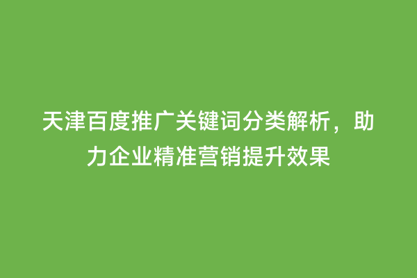 天津百度推广关键词分类解析，助力企业精准营销提升效果