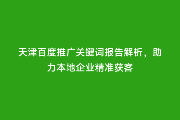天津百度推广关键词报告解析，助力本地企业精准获客
