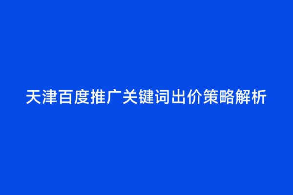 天津百度推广关键词出价策略解析