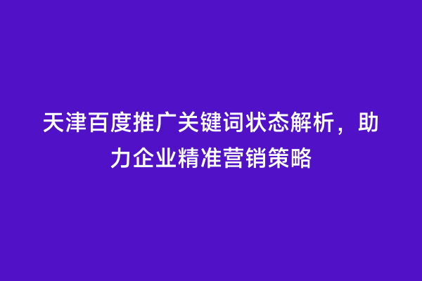 天津百度推广关键词状态解析，助力企业精准营销策略