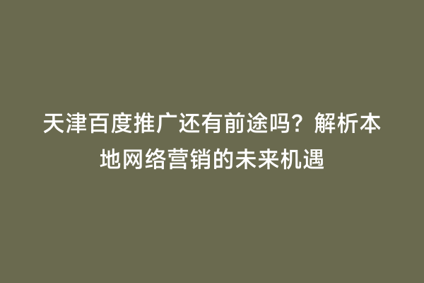 天津百度推广还有前途吗？解析本地网络营销的未来机遇