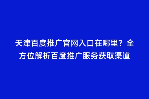 天津百度推广官网入口在哪里？全方位解析百度推广服务获取渠道
